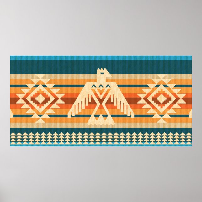 Navajo-abstraktes nahtloses Muster mit Adler Poster (Vorne)