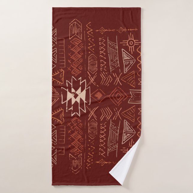 Navajo Aztec: Ethnisches Doodle-Muster. Badehandtuch (Badehandtuch)