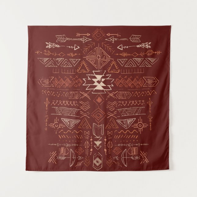 Navajo Aztec: Ethnisches Doodle-Muster. Wandteppich (Vorderseite)