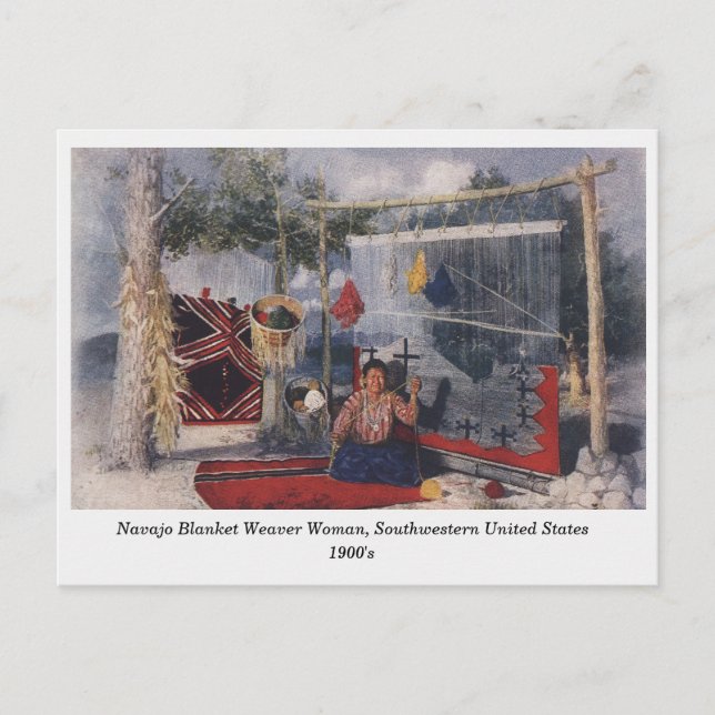Navajo Blanket Weaver Femme vieille carte postale (Devant)