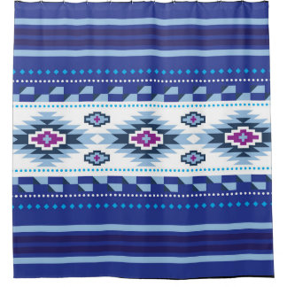 Navajo Blaues Muster Duschvorhang
