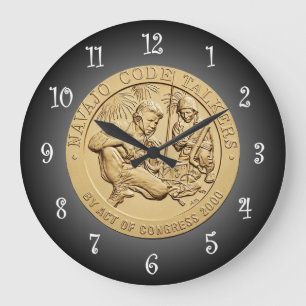 Navajo Code Talkers Bronze Medaille ~ Große Wanduhr