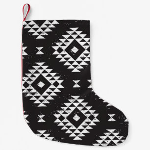 Navajo Geometric: Schwarz-weißes Stamm. Kleiner Weihnachtsstrumpf