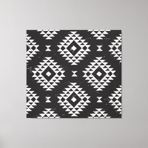 Navajo Geometric: Schwarz-weißes Stamm. Leinwanddruck