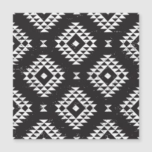 Navajo Geometric: Schwarz-weißes Stamm. Magnetkarte