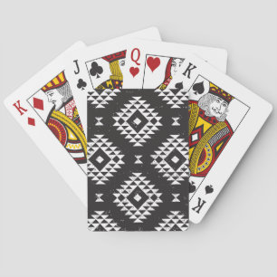 Navajo Geometric: Schwarz-weißes Stamm. Spielkarten
