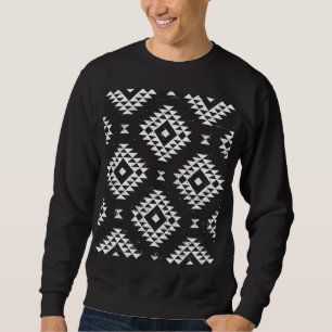 Navajo Geometric: Schwarz-weißes Stamm. Sweatshirt