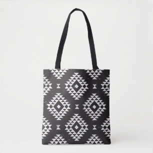Navajo Geometric: Schwarz-weißes Stamm. Tasche