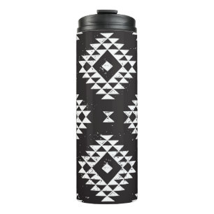 Navajo Geometric: Schwarz-weißes Stamm. Thermosbecher