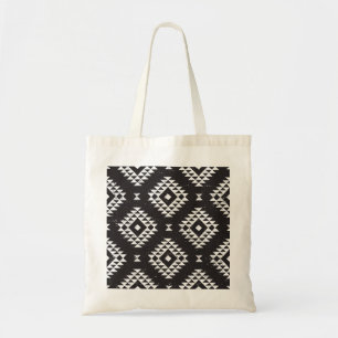 Navajo Geometric: Schwarz-weißes Stamm. Tragetasche