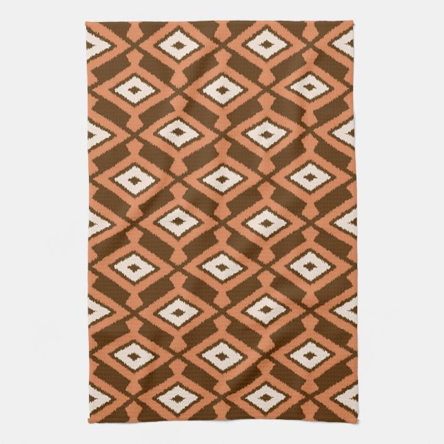 Navajo Ikat Muster, Braun, Rost und Creme Geschirrtuch (Vertikal)