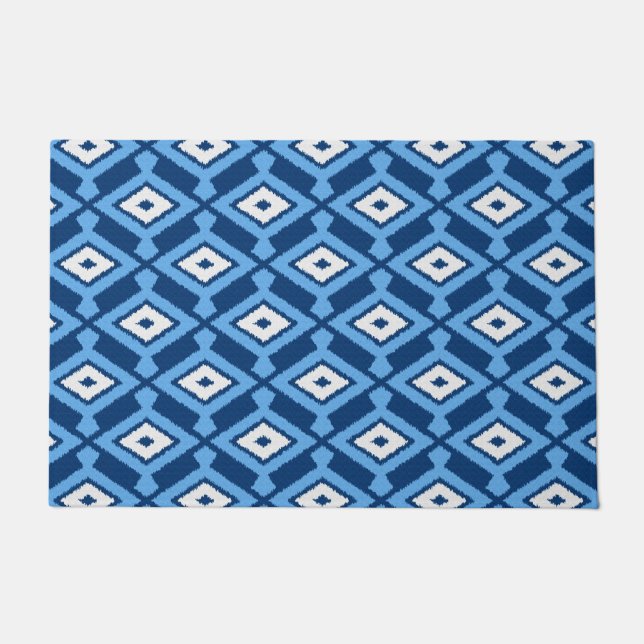 Navajo Ikat Pattern, Indigo und Denim Blue Fußmatte (Vorderseite)