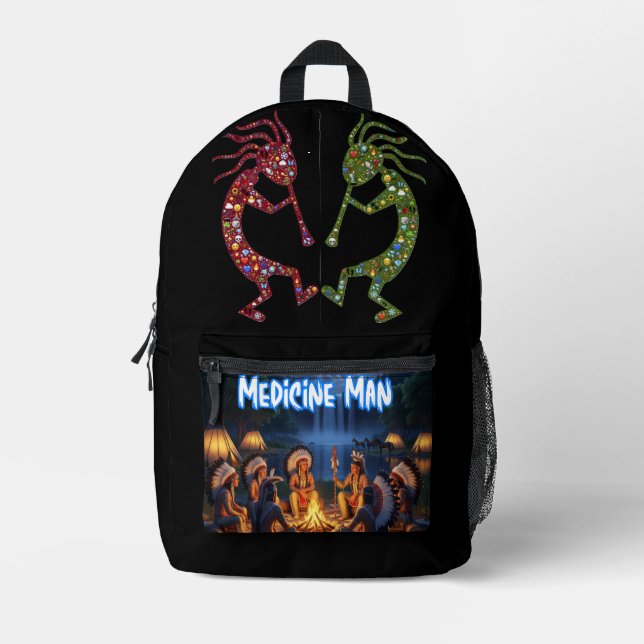 Navajo-Legende Sun Dancing Kokopelli Bedruckter Rucksack (Vorderseite)