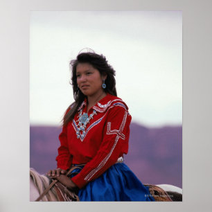 Navajo-Mädchen zu Pferd Poster