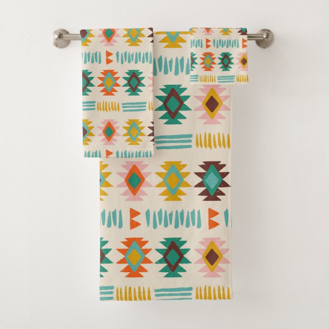 Navajo Native American Pattern Badhandtuch Set (Insitu)