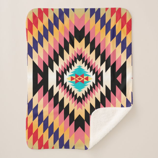 Navajo Pattern-2 Sherpa Blanket Sherpadecke (Vorderseite)