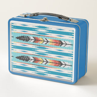 Navajo-Perlenfeder Metall Brotdose