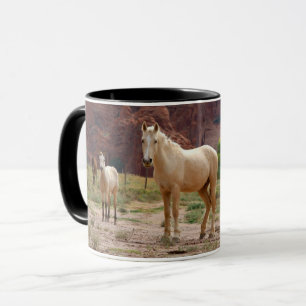 Navajo-Pferde laufen frei auf dem Canyonboden Tasse