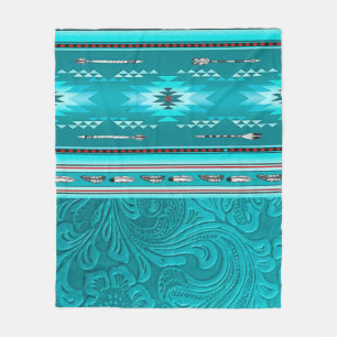 Navajo Tribal Turquoise Imitate Leather Tool Fleecedecke
