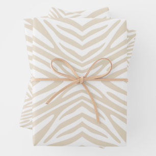 Navajo White Neutrales Zebramuster Geschenkpapier Set