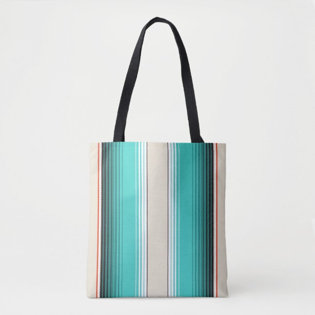 Navajo White, Türkis Orange mexikanische Blanket S Tasche (Vorderseite)