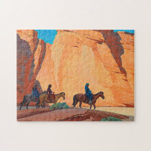 Navajos in einem Canyon, 1945 von Maynard Dixon