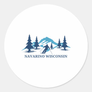 Navarino Wisconsin Ski Resort Skifahrer _1 Runder Aufkleber