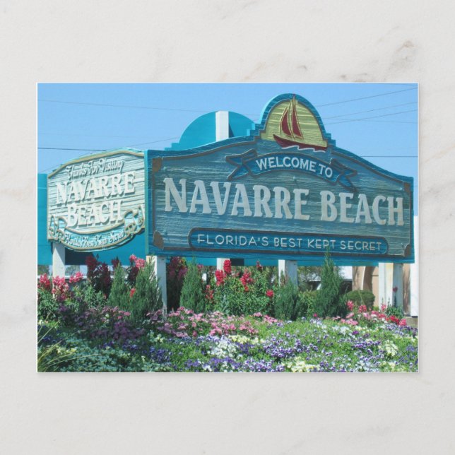 Navarra Beach, Florida, Begrüßungszeichen Postkarte (Vorderseite)