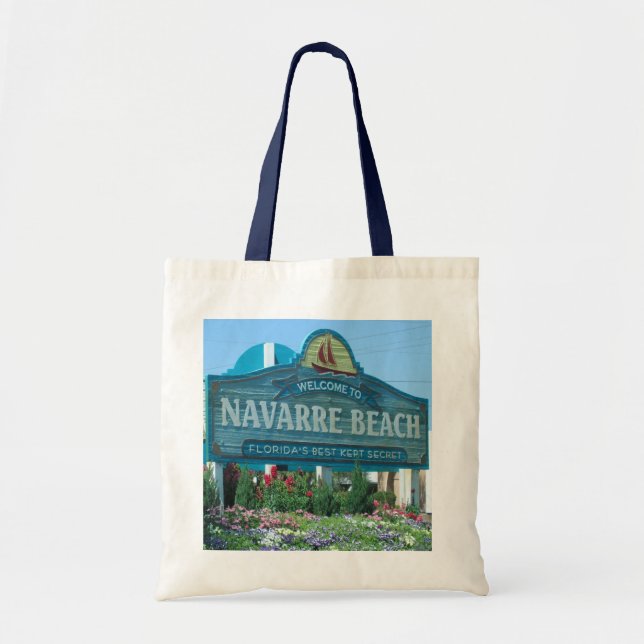 Navarra Beach, Florida, Welcome Sign Foto Tragetasche (Vorne)
