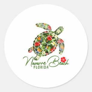 Navarre Beach Florida Meeresschildkröte Tropischer Runder Aufkleber