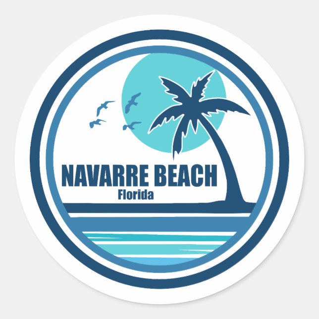 Navarre Beach Florida Palm Tree Birds Runder Aufkleber (Vorderseite)