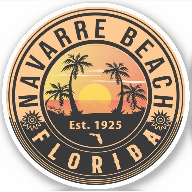 Navarre Beach Florida Retro Sunset Souvenirs Aufkleber (Vorderseite)