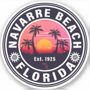 Navarre Florida Beach Retro Sunset Palm Trees 60er Aufkleber