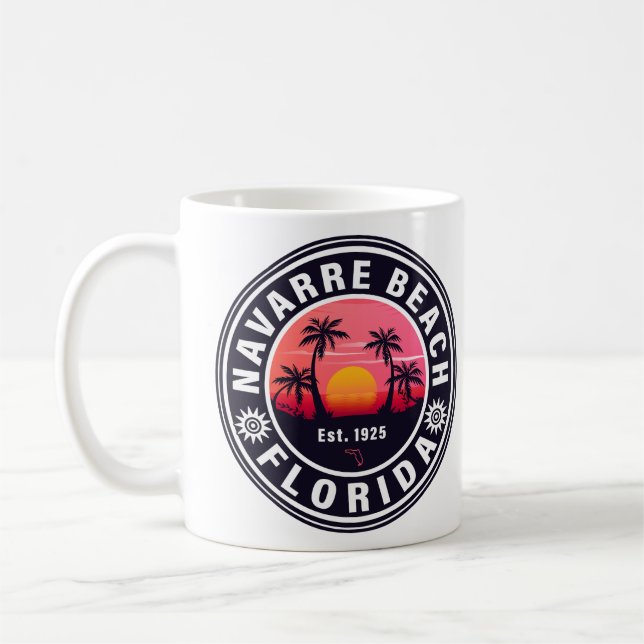 Navarre Florida Beach Retro Sunset Palm Trees 60er Kaffeetasse (Links)