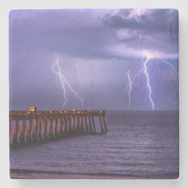 Navarre Florida Lightning Storm Steinuntersetzer (Vorderseite)