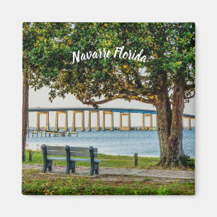 Navarre Park Bench et Bridge Magnet Carré