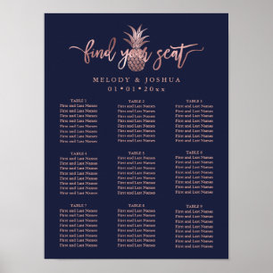 NAVI BLAUE ROSE-GOLD-PINEAPPLE-SITZPLAN POSTER