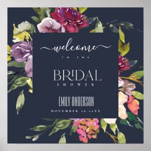NAVI GELBERRÖTUNG BURGUND BLUMEN BRIDAL SHOWER FA POSTER