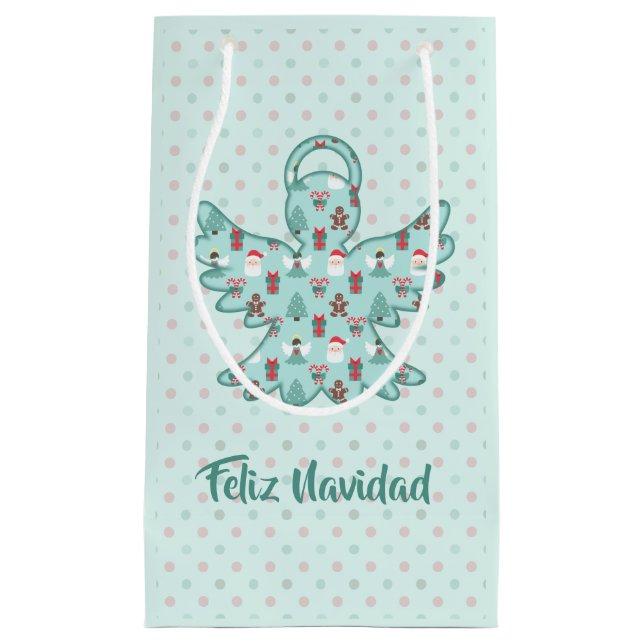Navidad Angel Cutout Kleine Geschenktüte (Vorderseite)