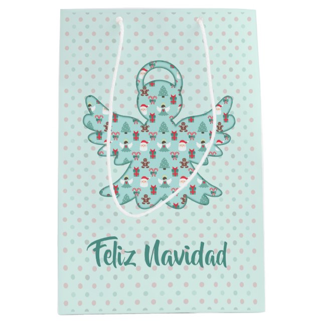 Navidad Angel Cutout Mittlere Geschenktüte (Vorderseite)