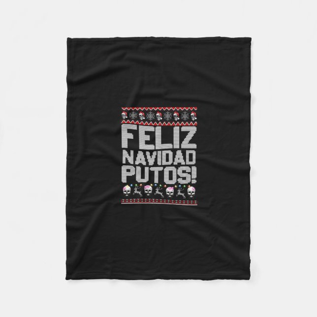 Navidad Putos Funny Mexican Ugly Christmas Party G Fleecedecke (Vorderseite)