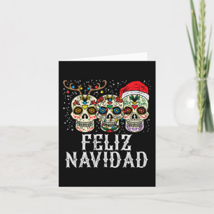 Navidad Sugar Skulls Reindeer Santa Mexican Christ Karte