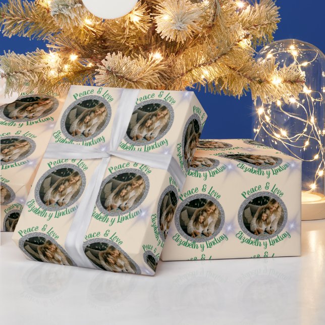 Navidades de fotografía de plata redonda y crema d geschenkpapier (Feiertage)