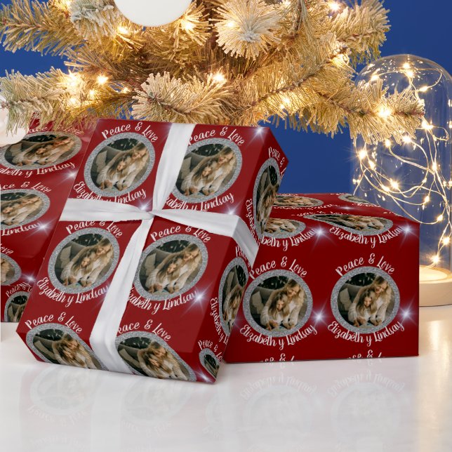 Navidades de fotografía de plata redonda y rojo de geschenkpapier (Feiertage)