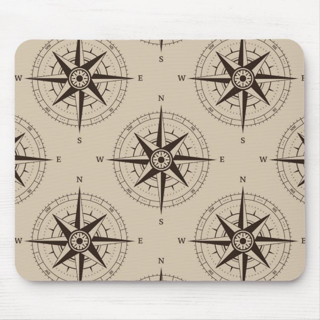 Navigations-Kompass-Muster Mousepad (Vorne)