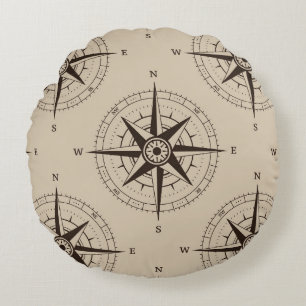 Navigations-Kompass-Muster Rundes Kissen