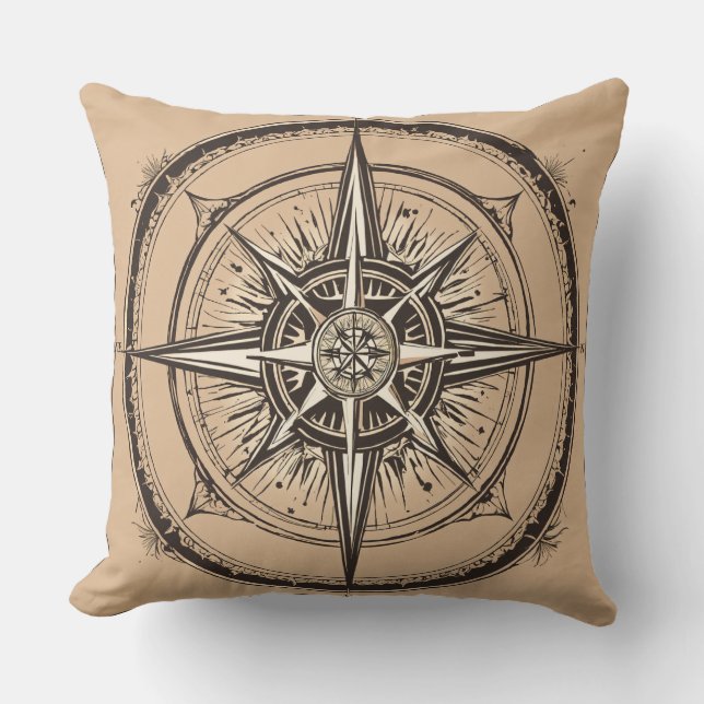 "Navigationsarm: kompassdrucktes Kissen" Kissen (Vorderseite)