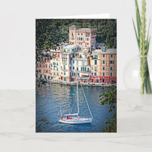 Naviguant à Portofino, carte de voeux de l'Italie