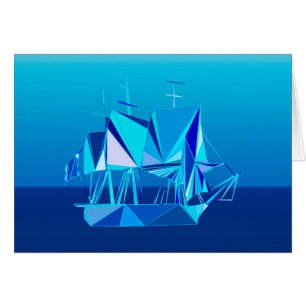 Navire à Clipper géométrique moderne, Bleu Cobalt