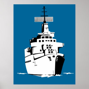 navire de guerre naval de la marine avec affiche d